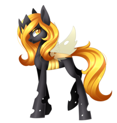 Size: 2838x3000 | Tagged: safe, artist:scarlet-spectrum, oc, oc only, oc:queen lasaraleen, changeling, changeling queen, changeling oc, changeling queen oc, commission, female, high res, simple background, smiling, solo, transparent background, yellow changeling