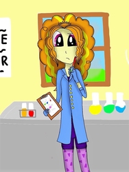 Size: 765x1019 | Tagged: safe, artist:coolca48, adagio dazzle, equestria girls, g4, clipboard, clothes, female, lab coat, science, solo