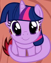 Size: 994x1228 | Tagged: safe, artist:badumsquish, derpibooru exclusive, part of a set, twilight sparkle, monster pony, original species, tatzlpony, g4, badumsquish's kitties, female, looking at you, looking up, looking up at you, sitting, smiling, solo, species swap, tatzlight sparkle