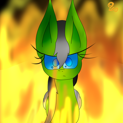 Size: 1000x1000 | Tagged: safe, artist:winterflaze26, oc, oc only, oc:winter flaze, pony, fire, solo