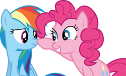 Size: 6001x3596 | Tagged: safe, artist:deratrox, pinkie pie, rainbow dash, earth pony, pegasus, pony, g4, season 4, testing testing 1-2-3, .svg available, boop, cute, dashabetes, diapinkes, duo, female, folded wings, honk, mare, nose wrinkle, simple background, sitting, transparent background, vector, wings