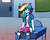 Size: 2000x1600 | Tagged: safe, artist:edmunddashie1815, rainbow dash, equestria girls, g4, boots, chair, classroom, clothes, compression shorts, desk, female, one eye closed, scenery, school, shorts, signature, sitting, skirt, socks, solo, wink