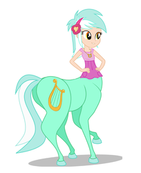 Size: 2729x3347 | Tagged: source needed, useless source url, safe, artist:shitigal-artust, artist:theunknowenone1, lyra heartstrings, centaur, equestria girls, g4, centaurified, female, hand on hip, high res, human coloration, lyrataur, simple background, solo, species swap