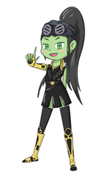 Size: 585x915 | Tagged: safe, artist:happy harvey, oc, oc only, oc:anon, oc:filly anon, equestria girls, g4, belt buckle, blushing, boots, clothes, colored, dress, ear piercing, earring, equestria girls-ified, eyebrows, fangs, female, filly, foal, gauntlet, gloves, goggles, jewelry, looking at you, panties, phone drawing, piercing, ponytail, pose, simple background, socks, solo, tattoo, thigh highs, transparent background, underwear