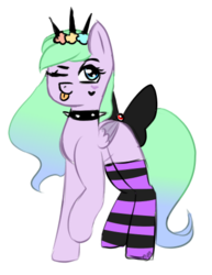 Size: 373x482 | Tagged: safe, artist:oreomonsterr, oc, oc only, oc:pastel flower, pegasus, pony, 2017 community collab, derpibooru community collaboration, clothes, simple background, socks, solo, striped socks, tongue out, transparent background