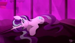 Size: 2500x1438 | Tagged: safe, artist:pedrohander, starlight glimmer, pony, unicorn, g4, bed, clothes, female, mare, socks, solo, stupid sexy starlight glimmer, sultry pose