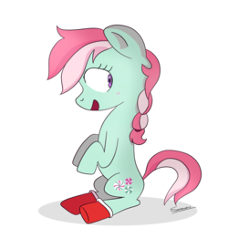 Size: 2000x2000 | Tagged: safe, artist:saveraedae, minty, g3, g4, clothes, cute, female, g3 to g4, g3betes, generation leap, high res, mintabetes, simple background, socks, solo, transparent background, vector