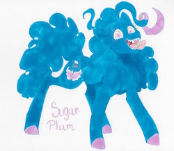 Size: 698x607 | Tagged: safe, artist:frozensoulpony, oc, oc only, oc:sugar plum, offspring, parent:party favor, parent:pinkie pie, parents:partypie, sharp teeth, solo, teeth, tongue out, traditional art