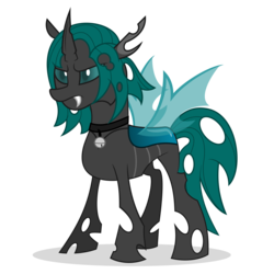 Size: 6667x6667 | Tagged: safe, artist:besttubahorse, oc, oc only, oc:ichora, changeling, absurd resolution, angry, bell, bell collar, changeling oc, collar, simple background, solo, transparent background, vector