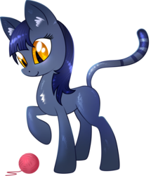 Size: 4313x5017 | Tagged: safe, artist:chimajra, oc, oc only, cat pony, original species, absurd resolution, simple background, solo, transparent background, yarn, yarn ball