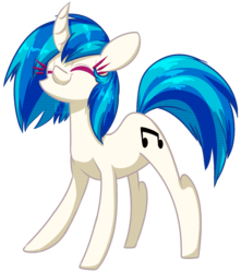 Size: 1341x1515 | Tagged: safe, artist:ogaraorcynder, dj pon-3, vinyl scratch, g4, curved horn, eyes closed, female, horn, missing accessory, simple background, smiling, solo, transparent background