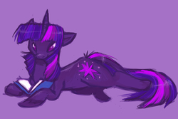 Size: 1500x1000 | Tagged: safe, artist:snickerdoobles, twilight sparkle, g4, book, female, reading, simple background, solo