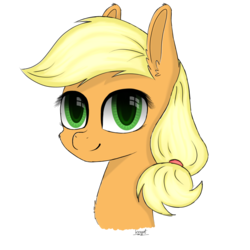 Size: 1750x1750 | Tagged: safe, artist:kraget, applejack, g4, bust, female, hatless, missing accessory, portrait, simple background, solo, transparent background