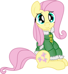 Size: 1543x1682 | Tagged: safe, artist:flitturr, fluttershy, g4, clothes, coat, female, looking at you, simple background, sitting, solo, transparent background