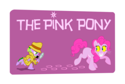 Size: 1280x862 | Tagged: safe, pinkie pie, spike, g4, behaving like a cat, crossover, detective, hoofprints, reference, silly, sneaky, the pink panther, yellow sclera