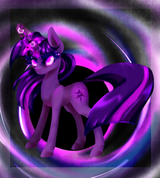 Size: 1708x1902 | Tagged: safe, artist:murzik-teijiro, twilight sparkle, g4, corrupted, corrupted twilight sparkle, dark magic, female, magic, solo, sombra eyes, unshorn fetlocks