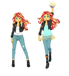 Size: 787x865 | Tagged: safe, artist:m.y., sunset shimmer, equestria girls, g4, my little pony equestria girls: friendship games, alternate clothes, magic capture device, pixiv, self paradox, solo, transformation, transformation sequence