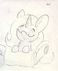 Size: 696x851 | Tagged: safe, artist:slightlyshade, trixie, pony, unicorn, g4, female, mare, pillow, solo, traditional art