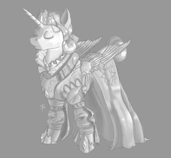 Size: 1171x1080 | Tagged: safe, artist:mongol, princess celestia, g4, black and white, clothes, dress, female, grayscale, monochrome, solo