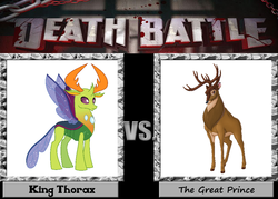 Size: 1008x720 | Tagged: safe, thorax, changedling, changeling, g4, my little pony: friendship is magic, to where and back again, bambi, but why, crossover, death battle, disney, exploitable meme, king thorax, meme, the great prince