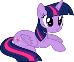 Size: 6000x5097 | Tagged: safe, artist:slb94, twilight sparkle, alicorn, pony, g4, to where and back again, absurd resolution, cute, female, folded wings, mare, prone, simple background, smiling, solo, transparent background, twiabetes, twilight sparkle (alicorn), vector