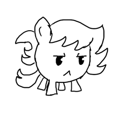 Size: 640x600 | Tagged: safe, artist:ficficponyfic, oc, oc only, oc:ruby rouge, crab pony, pony, colt quest, cute, female, filly, foal, frown, meme, monochrome, solo, tail