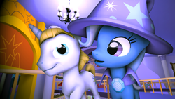 Size: 3840x2160 | Tagged: safe, artist:viranimation, prince blueblood, snails, snips, trixie, pony, unicorn, g4, 3d, female, high res, male, mare, ship:bluetrix, shipping, source filmmaker, straight