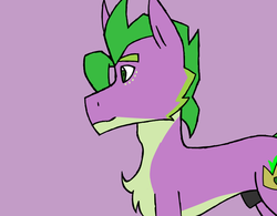 Size: 707x551 | Tagged: safe, artist:moonakart13, spike, pony, unicorn, g4, chest fluff, cutie mark, freckles, male, nudity, ponified, ponified spike, sheath, side view, solo