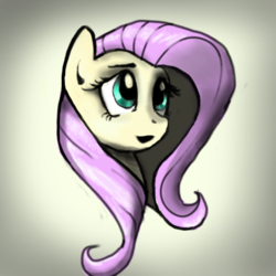 Size: 480x480 | Tagged: safe, artist:ferexes, fluttershy, pony, g4, bust, female, gradient background, looking away, looking up, open mouth, portrait, solo