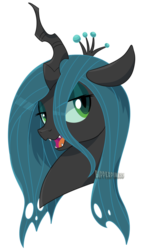Size: 600x1064 | Tagged: safe, artist:bipperpiness, queen chrysalis, changeling, changeling queen, g4, bust, crown, female, jewelry, portrait, regalia, simple background, solo, transparent background