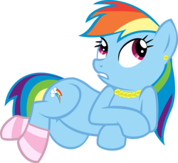 Size: 11660x10709 | Tagged: safe, artist:cyanlightning, rainbow dash, pony, g4, sleepless in ponyville, .svg available, absurd resolution, clothes, ear piercing, earring, female, jewelry, looking up, necklace, piercing, simple background, socks, solo, striped socks, transparent background, vector