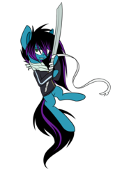 Size: 2560x3880 | Tagged: safe, artist:despotshy, oc, oc only, oc:despy, earth pony, pony, clothes, female, high res, hoof hold, mare, simple background, solo, sword, transparent background, weapon