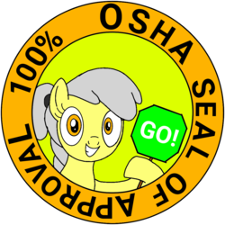 Size: 1000x1000 | Tagged: safe, artist:toyminator900, oc, oc only, oc:osha, earth pony, pony, seal of approval, sign, solo