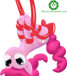 Size: 1892x2160 | Tagged: safe, artist:r0tn3k, pinkie pie, pony, christmas, cute, female, hanging, solo, tangled up