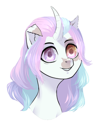 Size: 750x961 | Tagged: safe, artist:sogikiadopt, oc, oc only, pony, unicorn, bust, curved horn, horn, portrait, simple background, solo, white background