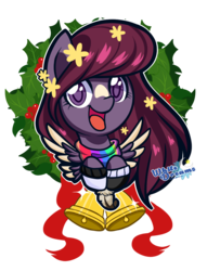 Size: 827x1081 | Tagged: safe, alternate character, alternate version, artist:xwhitedreamsx, oc, oc only, oc:shadow twist, pegasus, pony, christmas wreath, clothes, female, mare, scarf, simple background, socks, solo, transparent background