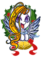 Size: 819x1156 | Tagged: safe, alternate character, alternate version, artist:xwhitedreamsx, oc, oc only, oc:summer rain, pegasus, pony, bells, bust, christmas wreath, female, mare, portrait, simple background, solo, transparent background