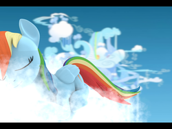 Size: 1600x1200 | Tagged: safe, artist:moonight118, rainbow dash, pony, g4, 3d, blender, cloud, cloudsdale, female, sleeping, solo