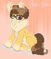 Size: 2781x3210 | Tagged: safe, artist:mlpchannelire02, oc, oc only, oc:gigia, earth pony, pony, curly mane, fluffy, glasses, high res, one eye closed, solo, wink