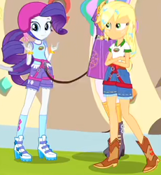 Size: 313x340 | Tagged: safe, screencap, applejack, princess celestia, principal celestia, rarity, equestria girls, g4, my little pony equestria girls: legend of everfree, cropped, legs, wet hair