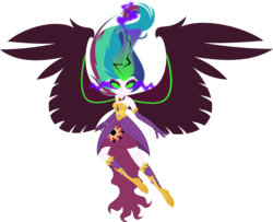 Size: 7000x5670 | Tagged: safe, artist:orin331, idw, princess celestia, equestria girls, g4, reflections, spoiler:comic, absurd resolution, alternate universe, clothes, dress, evil, evil celestia, evil counterpart, female, floating, midnight-ified, mirror universe, simple background, sleeveless, solo, strapless, transparent background, vector, younger