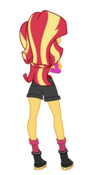 Size: 4213x8152 | Tagged: safe, artist:keronianniroro, sunset shimmer, equestria girls, g4, my little pony equestria girls: legend of everfree, absurd resolution, boots, bunset shimmer, clothes, crossed arms, female, legs, rear view, shorts, simple background, solo, transparent background, vector