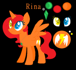 Size: 503x464 | Tagged: safe, artist:blackbloodstone, oc, oc only, oc:rina, alicorn, pony, alicorn oc, black background, heterochromia, reference sheet, simple background, solo