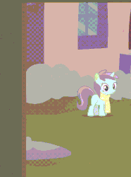 Size: 802x1080 | Tagged: safe, screencap, cotton cloudy, dinky hooves, liza doolots, petunia, tootsie flute, pony, a hearth's warming tail, g4, season 6, animated, cottonbetes, cropped, cute, dinkabetes, female, gif, it's coming right at us, looking at you, snow, tootsie cute, window