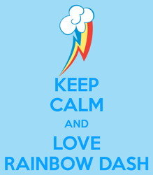 Size: 600x685 | Tagged: safe, rainbow dash, g4, blue background, cutie mark, keep calm, meme, simple background, text