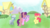 Size: 540x302 | Tagged: safe, artist:rusticanon, apple bloom, diamond tiara, silver spoon, spoiled rich, earth pony, pony, g4, abuse, butt, crying, female, filly, foal, hairbrush, holding a pony, house, mare, mother and daughter, plot, ponyville, punishment, reddened butt, spanking, tiarabuse