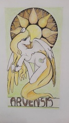 Size: 2336x4160 | Tagged: safe, artist:hirundoarvensis, oc, oc only, oc:arvensis, pegasus, pony, colored wings, colored wingtips, female, high res, mare, solo, traditional art