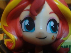 Size: 2048x1536 | Tagged: safe, artist:vinylloverfrom4311, sunset shimmer, equestria girls, g4, bust, close-up, doll, equestria girls minis, eqventures of the minis, irl, micro lens, photo, portrait, solo, toy