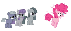 Size: 1024x448 | Tagged: safe, artist:alexa0118, limestone pie, marble pie, maud pie, pinkie pie, g4, blank flank, confused, female, filly, filly pinkie pie, pie sisters, pronking, simple background, transparent background, vector, younger