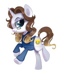 Size: 1024x1029 | Tagged: safe, artist:peachesandcreamated, oc, oc only, oc:trish, pony, unicorn, clothes, female, glasses, mare, simple background, solo, transparent background, watermark